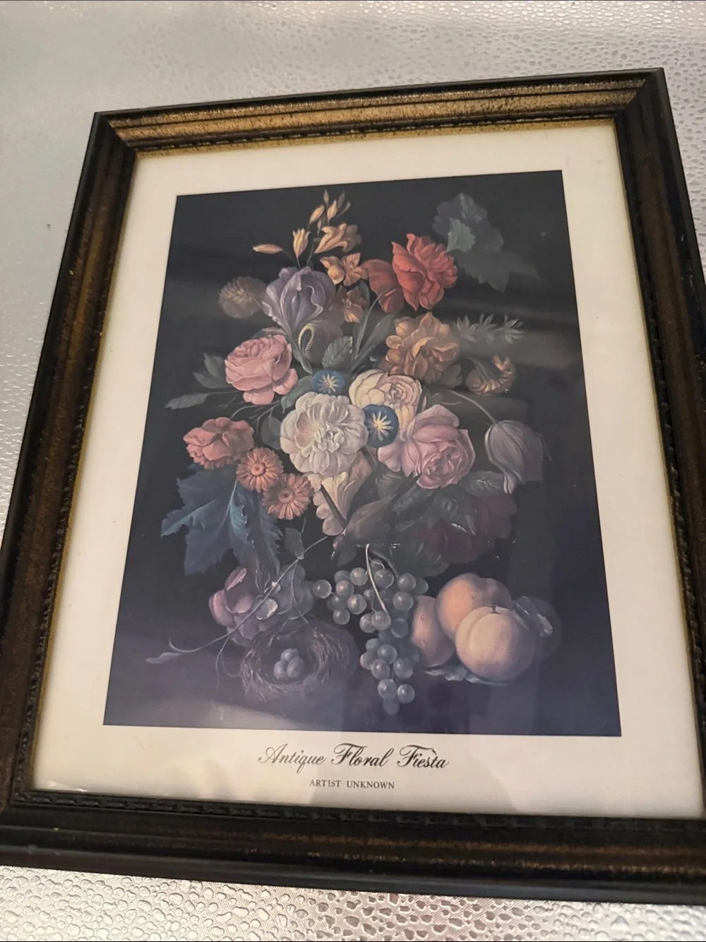 Vintage Wood Still Life called “ Antique Floral Fiesta”